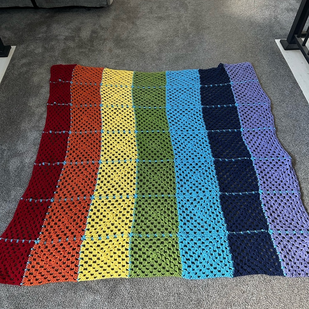 New Handmade Rainbow Crochet‎ Afghan